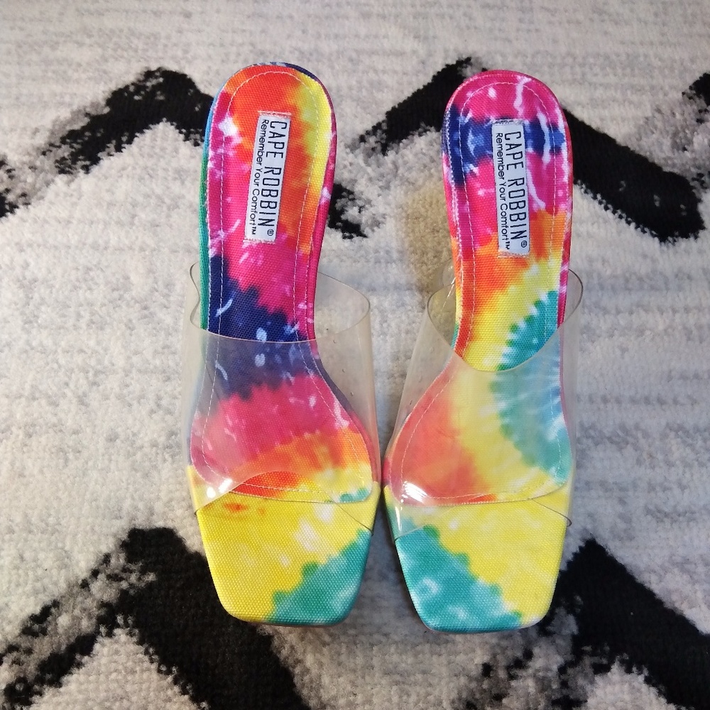 Tie Dye PVC Mule Heels (NWOB)